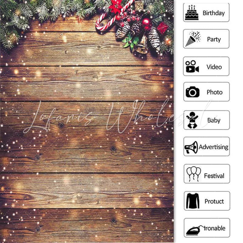 Lofaris Stripe Wooden Glitter Christmas Backdrop For Party