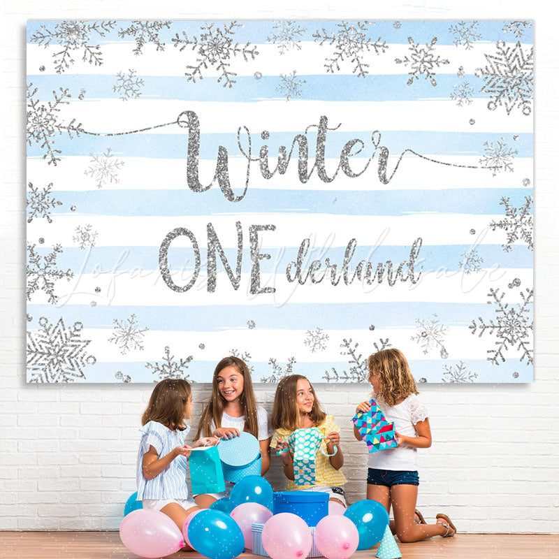 Lofaris Striped And Blue Winter 1 Decland Birthday Backdrop