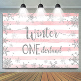 Lofaris Striped And Pink Winter 1 Decland Birthday Backdrop