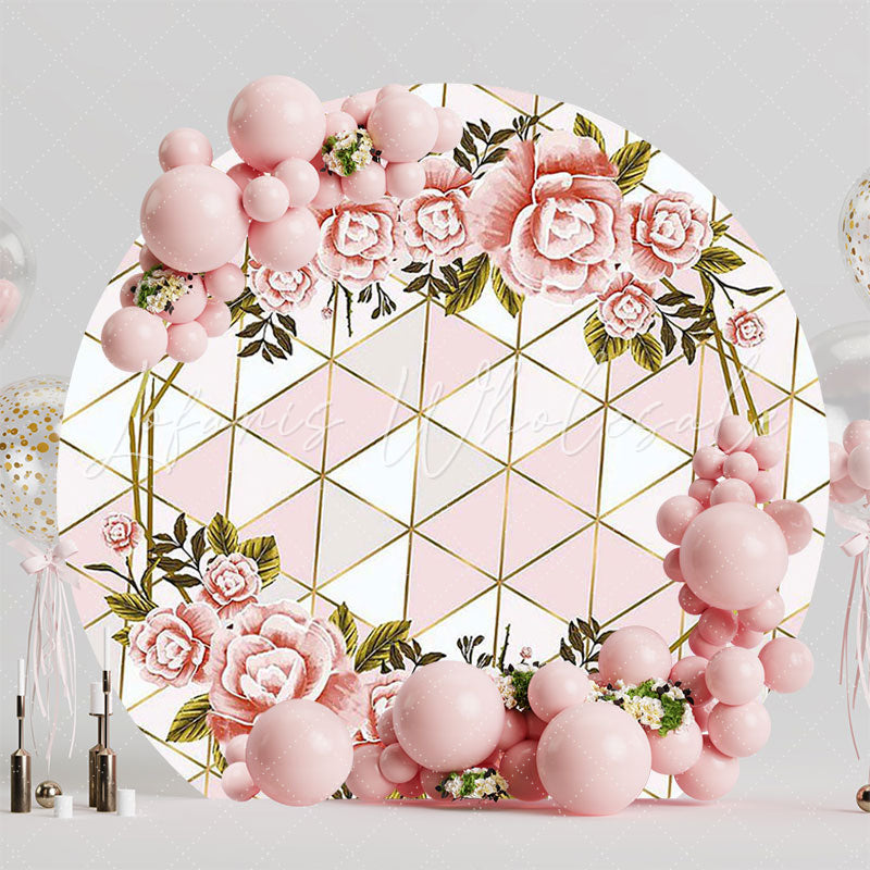 Stylish Geometric Rose Colors Round Backdrop for Modern Event