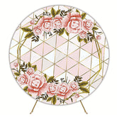 Stylish Geometric Rose Colors Round Backdrop for Modern Event