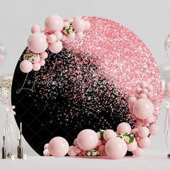 Stylish Glitter Black Pink Party Round Backdrop For Glam Celebration