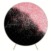 Stylish Glitter Black Pink Party Round Backdrop For Glam Celebration