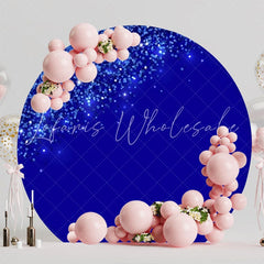 Stylish Glitter Blue Round Backdrop For Party Celebration