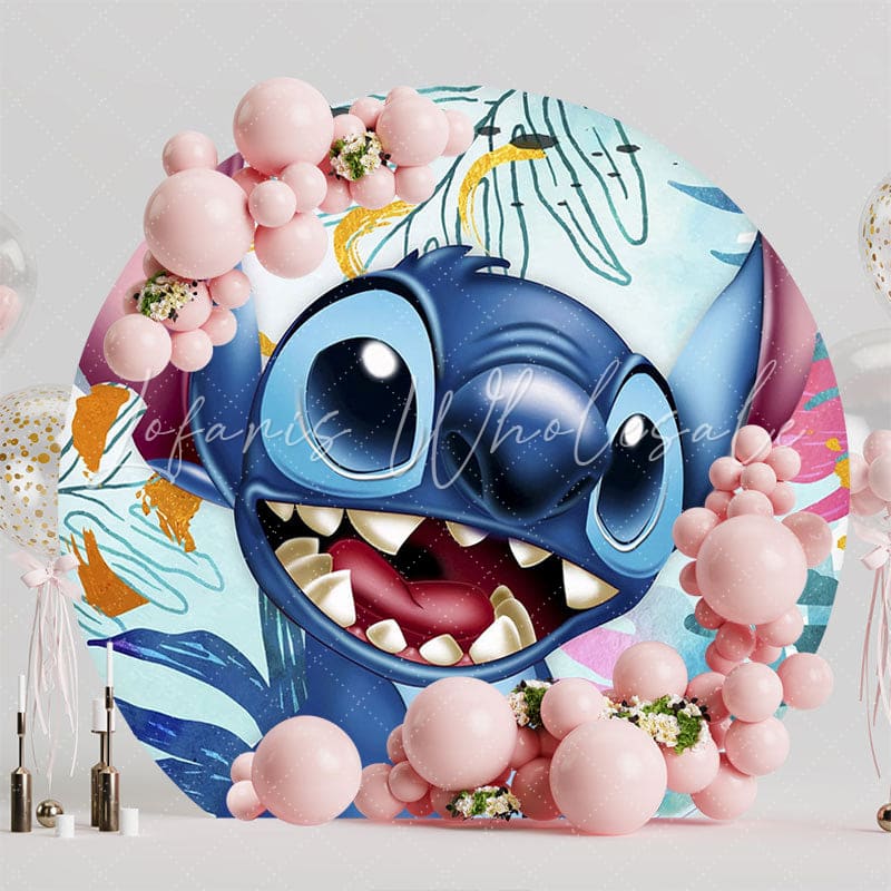 Stylish Lilo Stitch Round Backdrop For Vibrant Party Setting