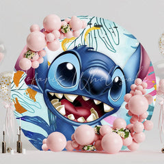 Stylish Lilo Stitch Round Backdrop For Vibrant Party Setting