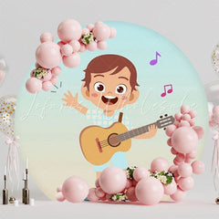 Stylish Viola Boy Round Backdrop For Unique Party Decoration