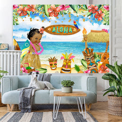 Lofaris Summer Aloha Luau Party Seaside Floral Baby Backdrop