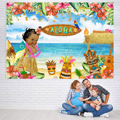 Lofaris Summer Aloha Luau Party Seaside Floral Baby Backdrop