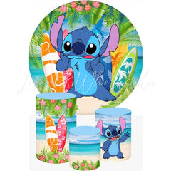 Summer Beach Lilo & Stitch Round Backdrop and Cylinder Kit