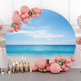 Lofaris Summer Blue Sky Hawaii Beach Round Birthday Backdrop