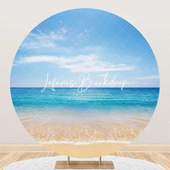Lofaris Summer Blue Sky Hawaii Beach Round Birthday Backdrop
