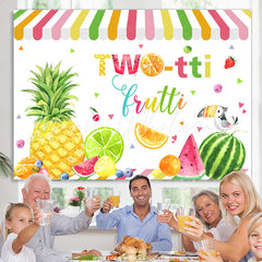 Lofaris Summer Fruits 2nd Happy Birthday Backdrop Decoration