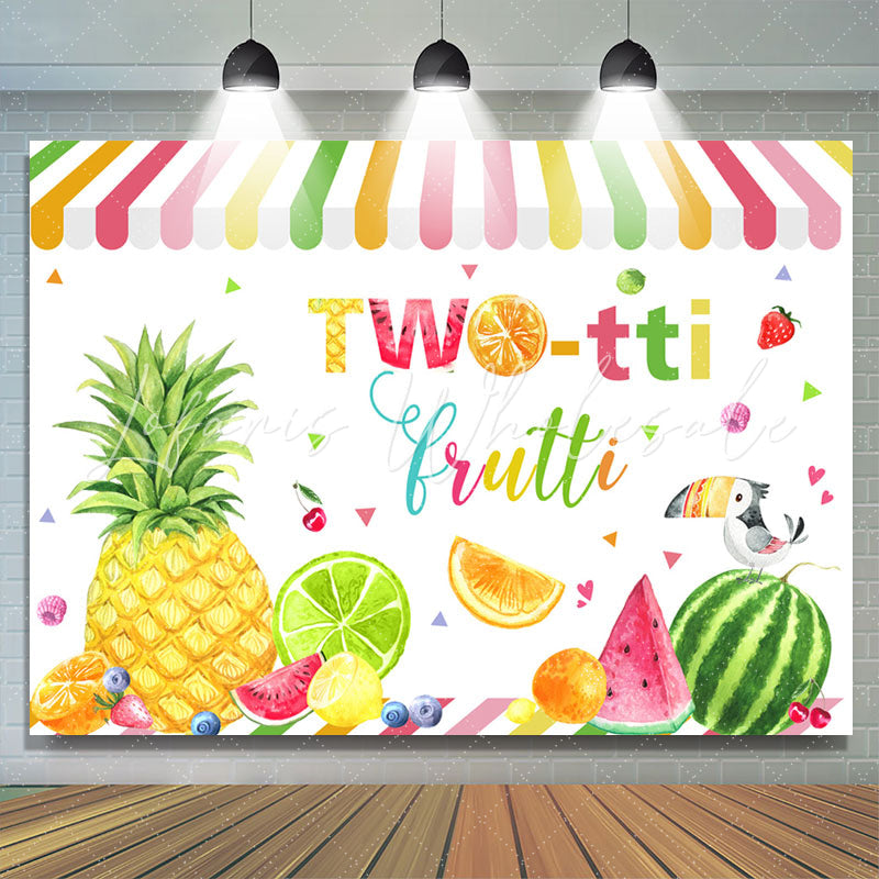 Lofaris Summer Fruits 2nd Happy Birthday Backdrop Decoration
