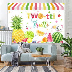 Lofaris Summer Fruits 2nd Happy Birthday Backdrop Decoration