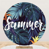 Lofaris Summer Green Leaves Round Birthday Backdrop For Party