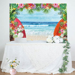 Summer Hawaii Blue Sea Tropical Beach Floral Photo Backdrop