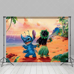 Summer Hawaii Luau Cartoon Lilo Stitch Photo Backdrop For Boy Girl