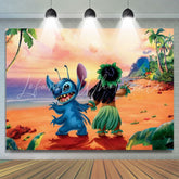 Summer Hawaii Luau Cartoon Lilo Stitch Photo Backdrop For Boy Girl