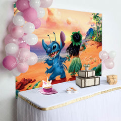 Summer Hawaii Luau Cartoon Lilo Stitch Photo Backdrop For Boy Girl