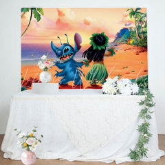 Summer Hawaii Luau Cartoon Lilo Stitch Photo Backdrop For Boy Girl