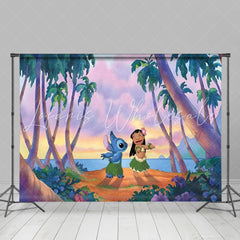 Summer Hawaii Seaside Cartoon Stitich Lilo Theme Backdrop For Party