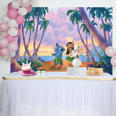 Summer Hawaii Seaside Cartoon Stitich Lilo Theme Backdrop For Party