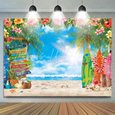 Summer Hawaiian Tropical Beach Palm Leaves Photography Backdrop