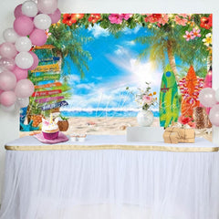 Summer Hawaiian Tropical Beach Palm Leaves Photography Backdrop