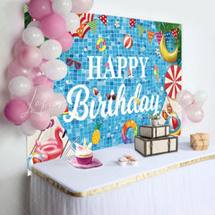 Lofaris Summer Palm Swimming Pool Parasols Birthday Backdrop