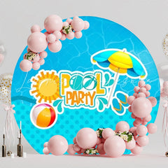 Summer Pool Party Fun Round Backdrop For Outdoor Celebrations