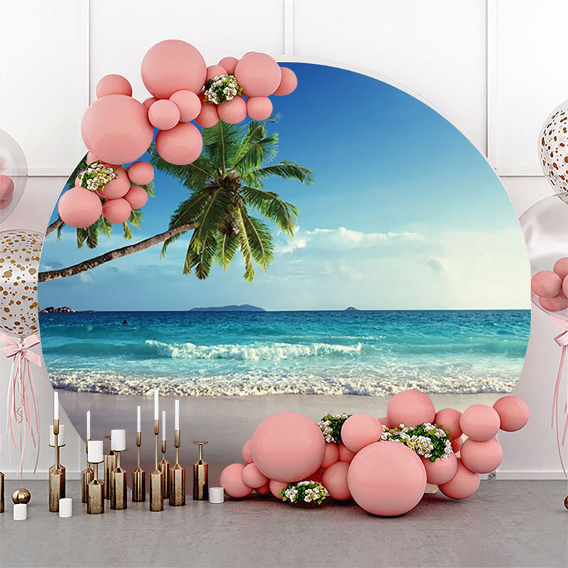 Lofaris Summer Spray Hawaii Beach Round Birthday Backdrop