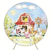 Sun and Clouds Farmhouse Round Backdrop for Outdoor Event