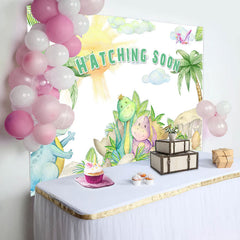 Lofaris Sun Cloud Palm Tree Dinosaurs Hatching Soon Backdrop