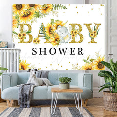 Lofaris Sunflower and Little Baby Elephent Shower Backdrop