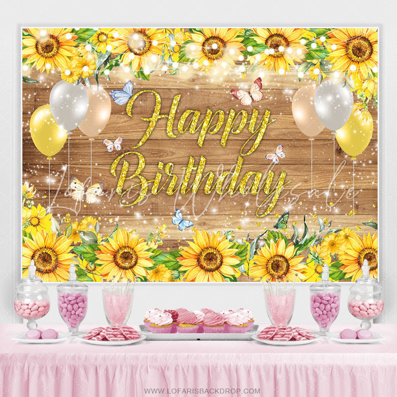 Lofaris Sunflower Butterfly Spark Balloon Birthday Backdrop