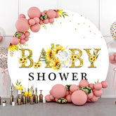 Lofaris Sunflower Elephant White Round Baby Shower Backdrop