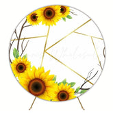 Sunflower Floral Bloom Round Backdrop For Rustic Party Decor