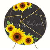 Sunflower Flowers Round Backdrop For Bright Party Celebration