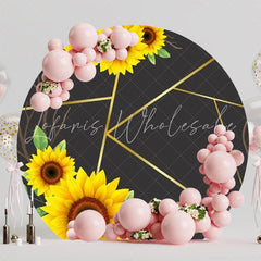 Sunflower Flowers Round Backdrop For Bright Party Celebration