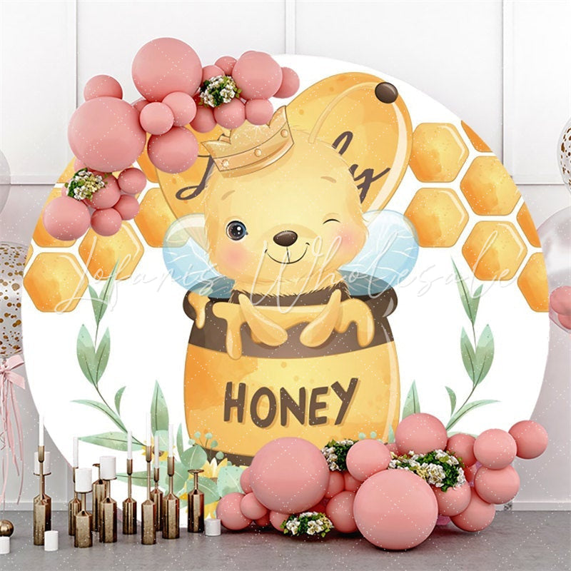 Lofaris Sunflower Honeybee Theme Round Baby Shower Backdrop