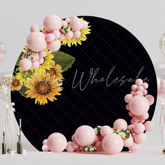 Sunflower on Black Round Backdrop for Bold Art Display