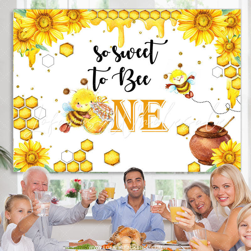 Lofaris Sunflower So Sweet To Bee One Happy Birthday Backdrop