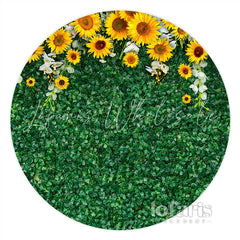 Lofaris Sunflower With Green Leaves Circle Wedding Backdrop