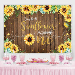 Lofaris Sunflower Wooden Golden Dots 1St Birthday Backdrop