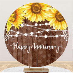 Lofaris Sunflower wooden wedding anniversariy Round backdrop