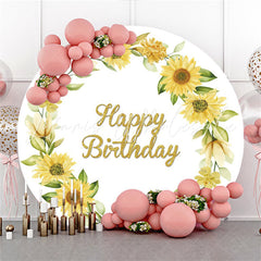 Lofaris Sunflower Wreath Birthday Round Backdrop For Party