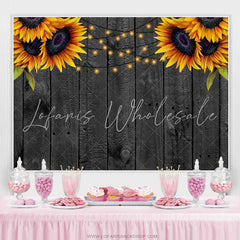Lofaris Sunflowers And Black Wooden Birthday Party Backdrop
