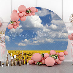 Lofaris Sunflowers And Blue Sky White Cloud Birthday Backdrop