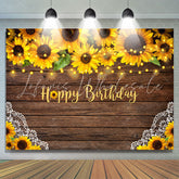 Lofaris Sunflowers and Lace Wooden Happy Birthday Backdrop